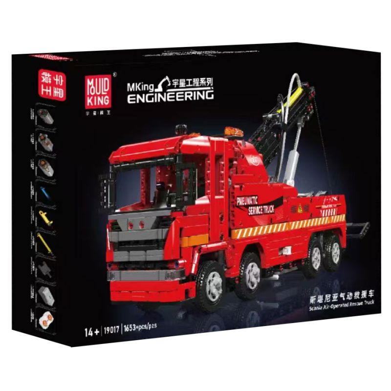 MouldKing 19017 Scania Air-Operated Rescue Truck Xếp hình lắp ráp ghép mô hình Xe cứu hộ khí nén Scania