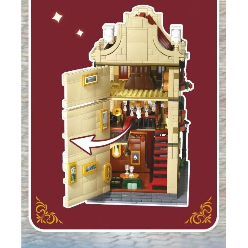 WEKKI 516700 THỊ TRẤN SHIGUANG CÂU LẠC BỘ RƯỢU VANG BORDEAUX bộ đồ chơi xếp lắp ráp ghép mô hình Creator Sáng Tạo