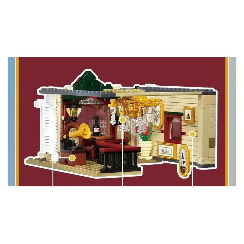 WEKKI 516700 THỊ TRẤN SHIGUANG CÂU LẠC BỘ RƯỢU VANG BORDEAUX bộ đồ chơi xếp lắp ráp ghép mô hình Creator Sáng Tạo