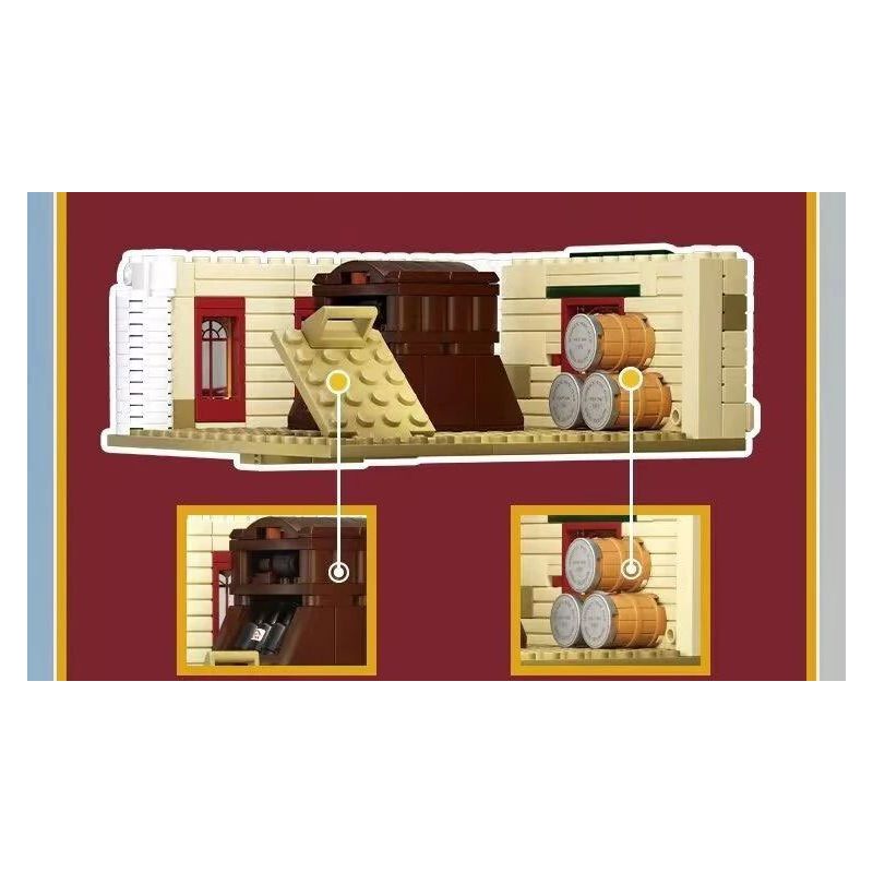 WEKKI 516700 THỊ TRẤN SHIGUANG CÂU LẠC BỘ RƯỢU VANG BORDEAUX bộ đồ chơi xếp lắp ráp ghép mô hình Creator Sáng Tạo