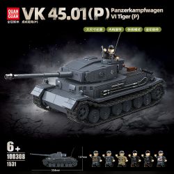 QuanGuan 100308 Quan Guan 100308 GERMAN TIGER P TANK VK 45 01 (P) bộ đồ chơi xếp lắp ráp ghép mô hình Military Army PANZERKAMPFWAGEN VI TIGER(P) Quân Sự Bộ Đội 1531 khối