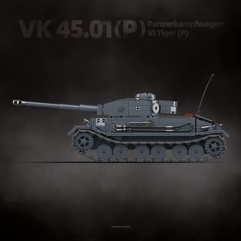 QuanGuan 100308 Quan Guan 100308 GERMAN TIGER P TANK VK 45 01 (P) bộ đồ chơi xếp lắp ráp ghép mô hình Military Army PANZERKAMPFWAGEN VI TIGER(P) Quân Sự Bộ Đội 1531 khối