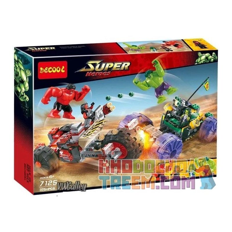 NOT Lego HULK VS. RED 76078 JISI 7125 Bela Lari 10675 xếp lắp ráp ghép mô hình HULK ĐẠI CHIẾN ĐỎ  VS Marvel Super Heroes Siêu Anh Hùng Marvel 375 khối