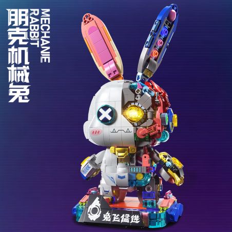 QIWU 89147 CYBERPUNK CƠ HỌC HALF BODY DISASSISHING PSERENCE RABBIT TIẾN TRIỂN NHANH CHÓNG bộ đồ chơi xếp lắp ráp ghép mô hình MECHANIE RABBIT 1377 khối