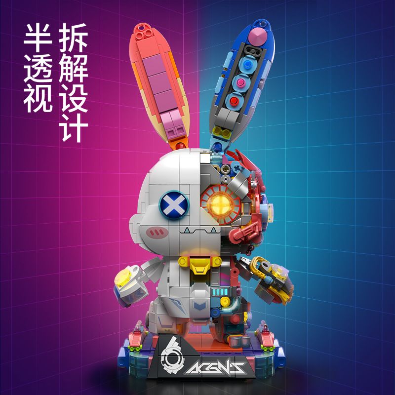 QIWU 89147 CYBERPUNK CƠ HỌC HALF BODY DISASSISHING PSERENCE RABBIT TIẾN TRIỂN NHANH CHÓNG bộ đồ chơi xếp lắp ráp ghép mô hình MECHANIE RABBIT 1377 khối