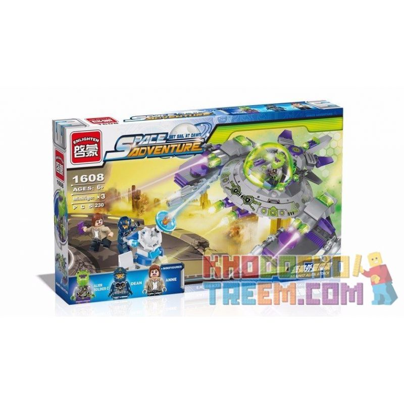 Enlighten 1608 Qman 1608 non  MÁY BAY BẠCH TUỘC CỦA NGƯỜI NGOÀI HÀNH TINH bộ đồ chơi xếp lắp ráp ghép mô hình Space Adventure SPACE ADVENTURE AGAINST ALIEN ATTACK Thám Hiểm Không Gian 230 khối