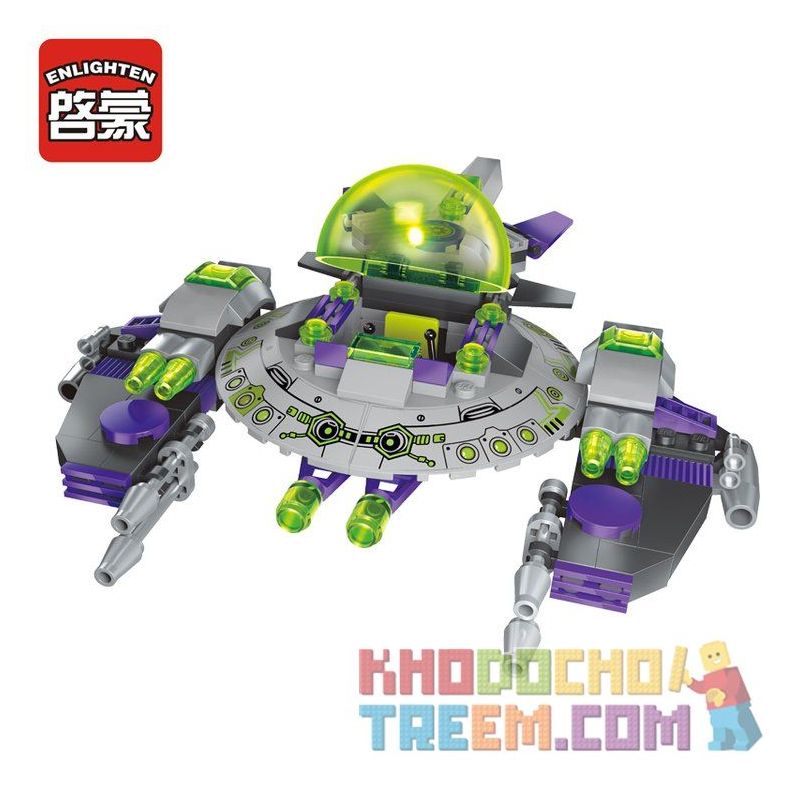 Enlighten 1608 Qman 1608 non  MÁY BAY BẠCH TUỘC CỦA NGƯỜI NGOÀI HÀNH TINH bộ đồ chơi xếp lắp ráp ghép mô hình Space Adventure SPACE ADVENTURE AGAINST ALIEN ATTACK Thám Hiểm Không Gian 230 khối