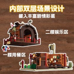 WEKKI 516701 THỊ TRẤN SHIGUANG OAK BARREL TAVERN bộ đồ chơi xếp lắp ráp ghép mô hình Western Trung Cổ