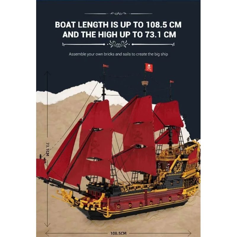 REOBRIX 66049 NỮ HOÀNG ANNE TRẢ THÙ bộ đồ chơi xếp lắp ráp ghép mô hình Pirates Of The Caribbean REVENGE SAILING SHIP Cướp Biển Vùng Caribe 5666 khối