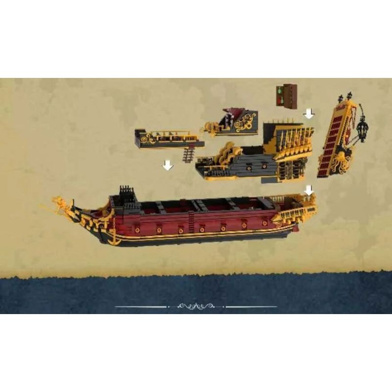 REOBRIX 66049 NỮ HOÀNG ANNE TRẢ THÙ bộ đồ chơi xếp lắp ráp ghép mô hình Pirates Of The Caribbean REVENGE SAILING SHIP Cướp Biển Vùng Caribe 5666 khối