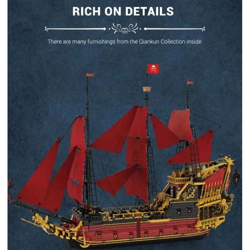 REOBRIX 66049 NỮ HOÀNG ANNE TRẢ THÙ bộ đồ chơi xếp lắp ráp ghép mô hình Pirates Of The Caribbean REVENGE SAILING SHIP Cướp Biển Vùng Caribe 5666 khối