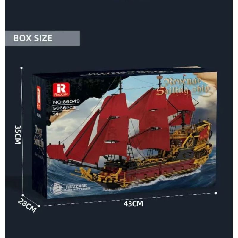 REOBRIX 66049 NỮ HOÀNG ANNE TRẢ THÙ bộ đồ chơi xếp lắp ráp ghép mô hình Pirates Of The Caribbean REVENGE SAILING SHIP Cướp Biển Vùng Caribe 5666 khối