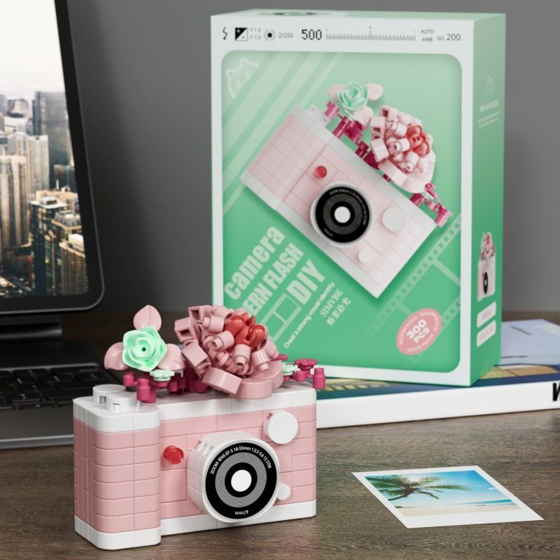 CHAOLE CHUANG 7440 CAMERA MÀU HỒNG bộ đồ chơi xếp lắp ráp ghép mô hình 300 khối