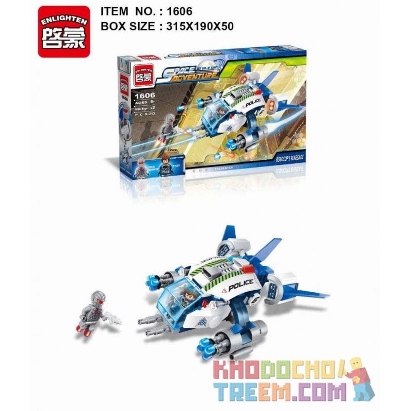 Enlighten 1606 Qman 1606 non  PHI THUYỀN CẢNH SÁT bộ đồ chơi xếp lắp ráp ghép mô hình Space Adventure SPACE ADVENTURE ROBOCOP'S RENEGADE Thám Hiểm Không Gian 213 khối