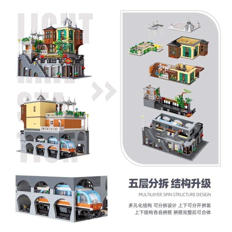 JIESTAR 89129 NHÀ GA ĐƯỜNG SẮT ĐÔ THỊ bộ đồ chơi xếp lắp ráp ghép mô hình Creator CITY LIGHT RAIL STATION Sáng Tạo 3692 khối