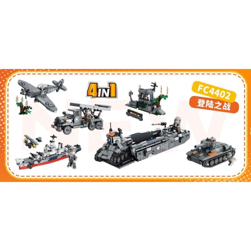 FORANGE FC4402 4402 4 KẾT HỢP CÁC TRẬN CHIẾN HẠ CÁNH bộ đồ chơi xếp lắp ráp ghép mô hình Military Army Quân Sự Bộ Đội 1144 khối