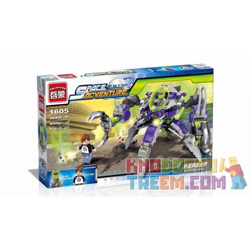 Enlighten 1605 Qman 1605 non  NGƯỜI NGOÀI HÀNH TINH BẮT DÂN THƯỜNG bộ đồ chơi xếp lắp ráp ghép mô hình Space Adventure SPACE ADVENTURE ALIEN GRAB MECH Thám Hiểm Không Gian 227 khối