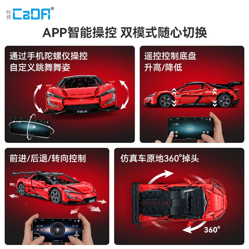 CADA DOUBLEE C64011 64011 NHÌN LÊN BỘ SƯU TẬP U9 CỦA SUPERCAR MODEL 1 8 tỷ lệ 1:8 bộ đồ chơi xếp lắp ráp ghép mô hình Technic Kỹ Thuật Công Nghệ Cao Mô Hình Phương Tiện 3671 khối