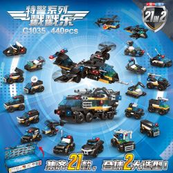 WOMA C1035 1035 CẢNH SÁT ĐẶC BIỆT CHỌC NHẠC bộ đồ chơi xếp lắp ráp ghép mô hình City Thành Phố 440 khối