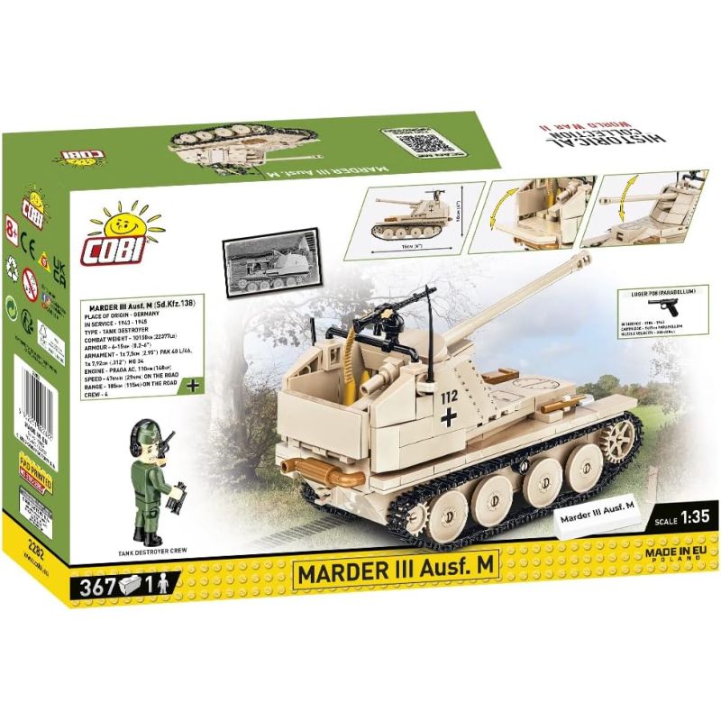 COBI 2282 PHÁO THUỐC CHỐNG TĂNG TỰ ĐỘNG CỦA CON CHỒN tỷ lệ 1:35 bộ đồ chơi xếp lắp ráp ghép mô hình Military Army MARDER III AUSF.M Quân Sự Bộ Đội 367 khối