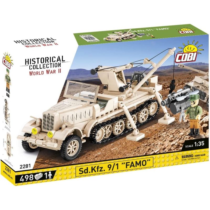 COBI 2281 SD.KFZ. 9/1 FAMO LOGISTICS AND REPAIR CRANE tỷ lệ 1:35 bộ đồ chơi xếp lắp ráp ghép mô hình Military Army SD.KFZ. 9/1 FAMO LOGISTICS AND REPAIR CRANE VEHICLE Quân Sự Bộ Đội 498 khối