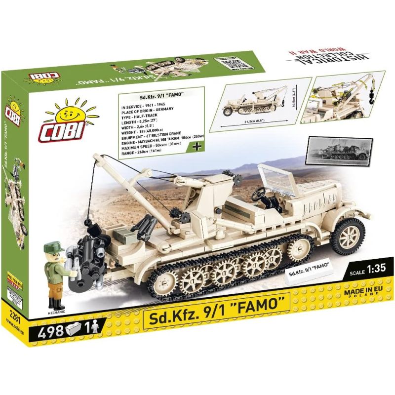 COBI 2281 SD.KFZ. 9/1 FAMO LOGISTICS AND REPAIR CRANE tỷ lệ 1:35 bộ đồ chơi xếp lắp ráp ghép mô hình Military Army SD.KFZ. 9/1 FAMO LOGISTICS AND REPAIR CRANE VEHICLE Quân Sự Bộ Đội 498 khối