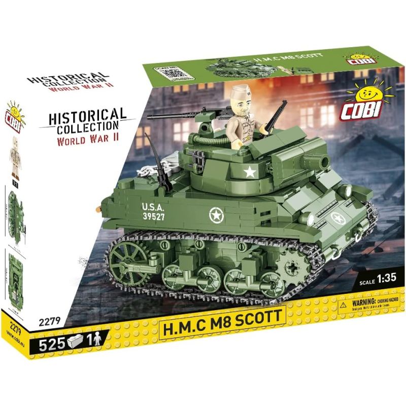 COBI 2279 H.M.C M8 SCOTT TANK tỷ lệ 1:35 bộ đồ chơi xếp lắp ráp ghép mô hình Military Army Quân Sự Bộ Đội 525 khối