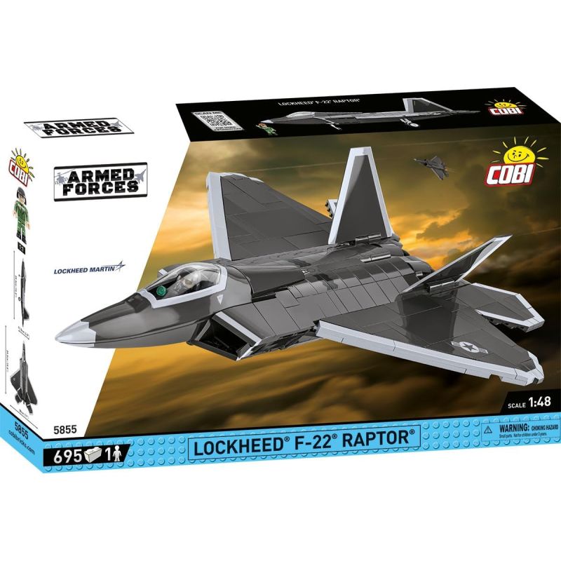 COBI 5855 LOCKHEED F-22 RAPTOR FIGHTER tỷ lệ 1:35 bộ đồ chơi xếp lắp ráp ghép mô hình Military Army Quân Sự Bộ Đội 695 khối