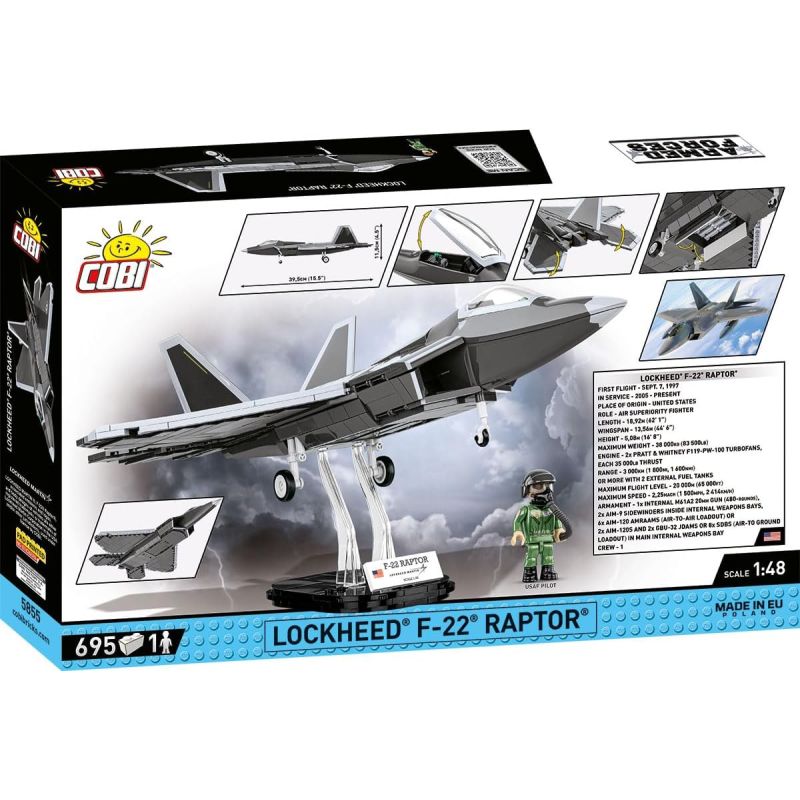 COBI 5855 LOCKHEED F-22 RAPTOR FIGHTER tỷ lệ 1:35 bộ đồ chơi xếp lắp ráp ghép mô hình Military Army Quân Sự Bộ Đội 695 khối