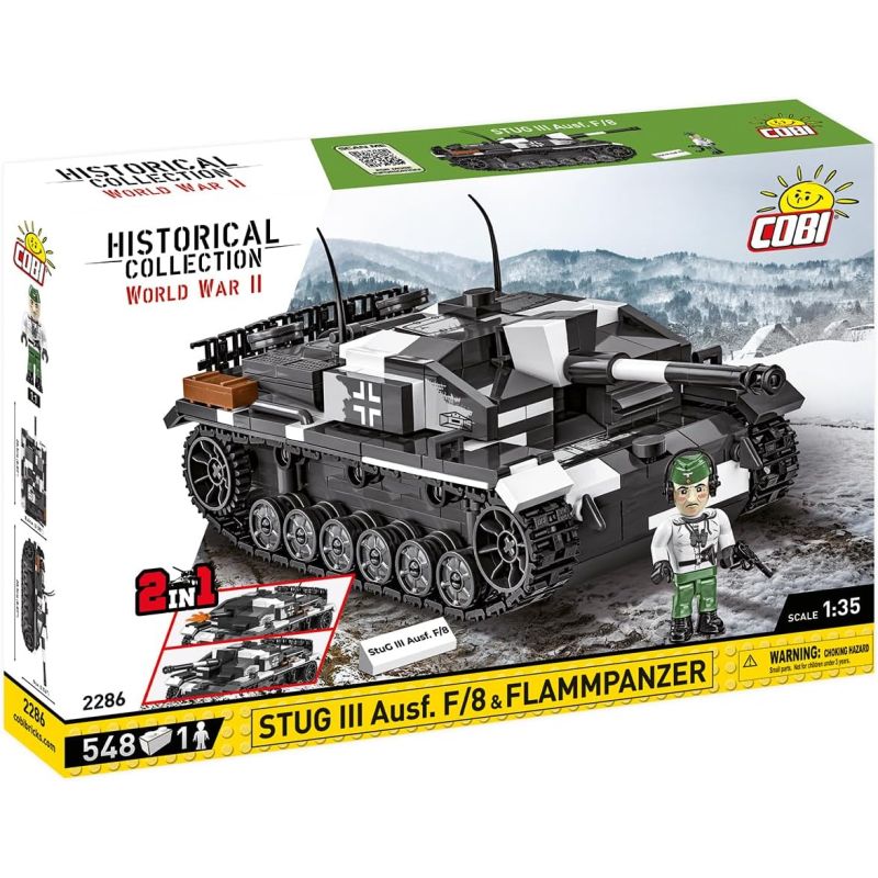 COBI 2286 SÚNG TẤN CÔNG SỐ 3 tỷ lệ 1:35 bộ đồ chơi xếp lắp ráp ghép mô hình Military Army STUG III AUSF. F/8 & FLAMMPANZER (2-IN-1) Quân Sự Bộ Đội 548 khối