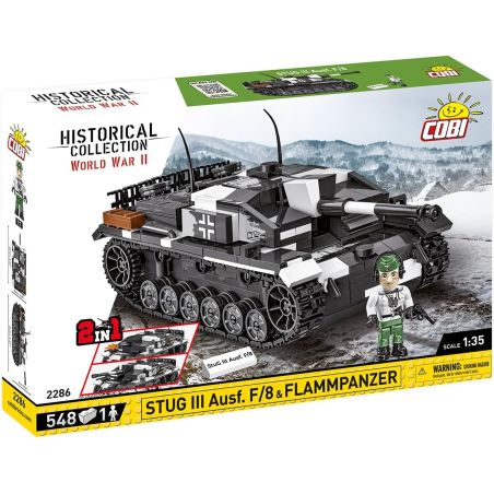 COBI 2286 SÚNG TẤN CÔNG SỐ 3 tỷ lệ 1:35 bộ đồ chơi xếp lắp ráp ghép mô hình Military Army STUG III AUSF. F/8 & FLAMMPANZER (2-IN-1) Quân Sự Bộ Đội 548 khối