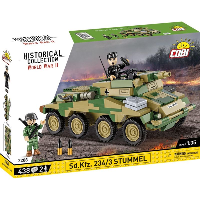COBI 2288 SD.KFZ.234 XE BỌC THÉP CÓ BÁNH tỷ lệ 1:35 bộ đồ chơi xếp lắp ráp ghép mô hình Military Army SD.KFZ 234/3 STUMMEL VEHICLE Quân Sự Bộ Đội 438 khối