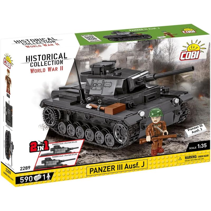 COBI 2289 Panzer III Ausf. J Tank Xếp hình lắp ráp ghép mô hình Xe tăng số 3