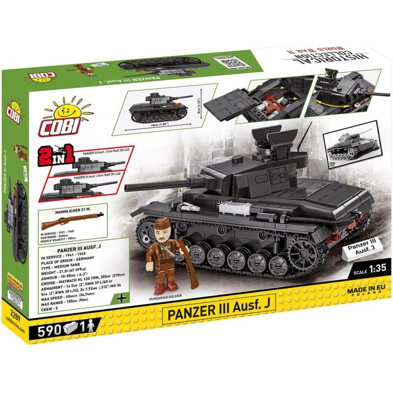 COBI 2289 XE TĂNG SỐ 3 tỷ lệ 1:35 bộ đồ chơi xếp lắp ráp ghép mô hình Military Army PANZER III AUSF. J TANK Quân Sự Bộ Đội 590 khối
