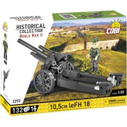 COBI 2292 10 5CM LEFH 15 TRƯỜNG HOWITZER tỷ lệ 1:35 bộ đồ chơi xếp lắp ráp ghép mô hình Military Army 10.5CM LEFH 15 Quân Sự Bộ Đội 132 khối