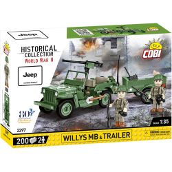 COBI 2297 JEEP WILLIS OFF-ROAD XE & TRAILER bộ đồ chơi xếp lắp ráp ghép mô hình Military Army JEEP WILLYS MB VEHICLE WITH TRAILER Quân Sự Bộ Đội 200 khối