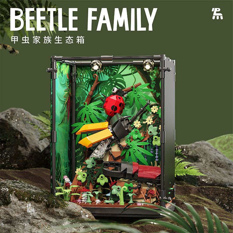 TAKUGI T3010 3010 HỘP SINH THÁI GIA ĐÌNH BEETLE bộ đồ chơi xếp lắp ráp ghép mô hình Arts & Crafts BEETLE FAMILY ECOLOGICAL BOX