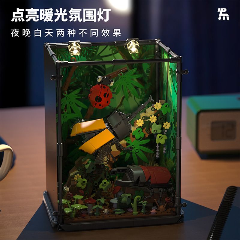 TAKUGI T3010 3010 HỘP SINH THÁI GIA ĐÌNH BEETLE bộ đồ chơi xếp lắp ráp ghép mô hình Arts & Crafts BEETLE FAMILY ECOLOGICAL BOX