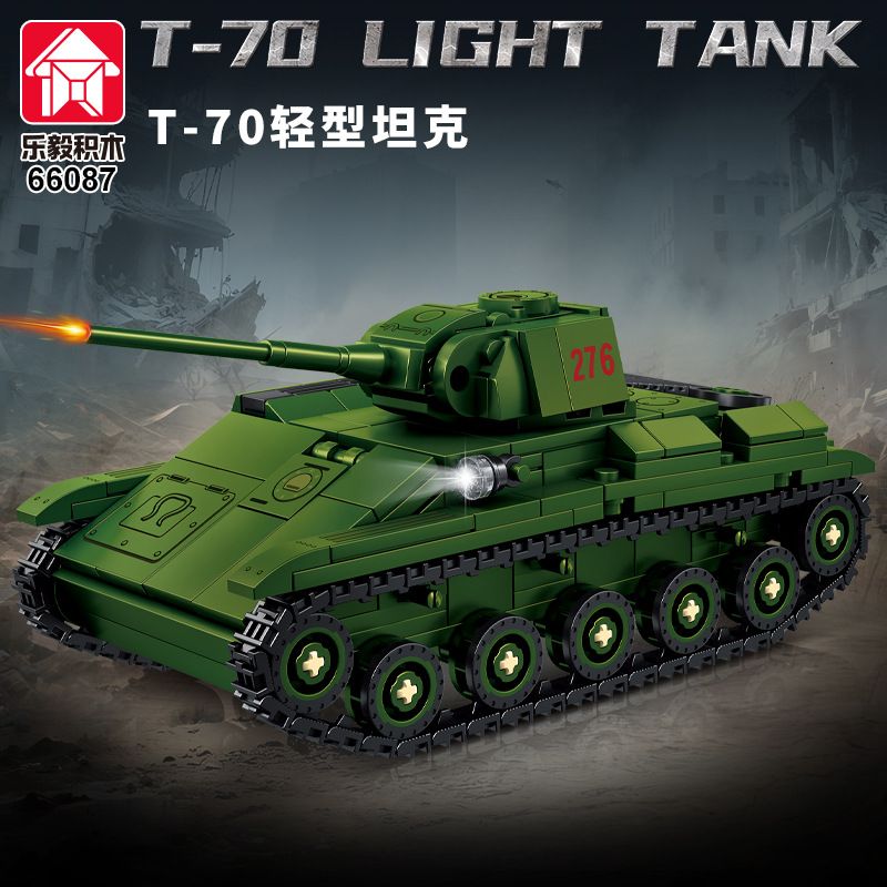 LE YI 66087 T-70 BỂ NHẸ bộ đồ chơi xếp lắp ráp ghép mô hình Military Army T-70 LIGHT TANK Quân Sự Bộ Đội 553 khối