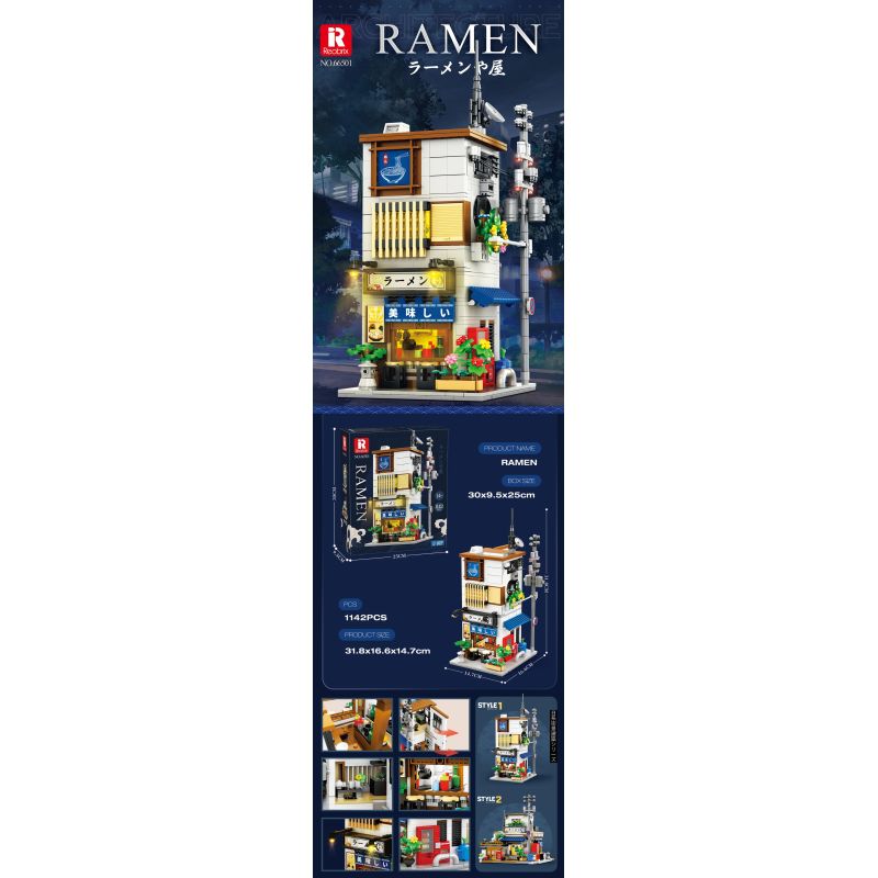 REOBRIX 66501 CỬA HÀNG RAMEN NHẬT BẢN bộ đồ chơi xếp lắp ráp ghép mô hình Creator Sáng Tạo 1142 khối