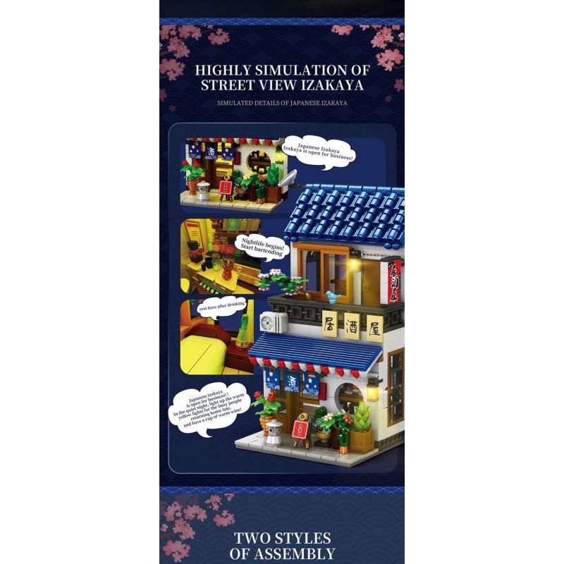 REOBRIX 66502 IZAKAYA KIỂU NHẬT bộ đồ chơi xếp lắp ráp ghép mô hình Creator SAKAYA Sáng Tạo 1130 khối