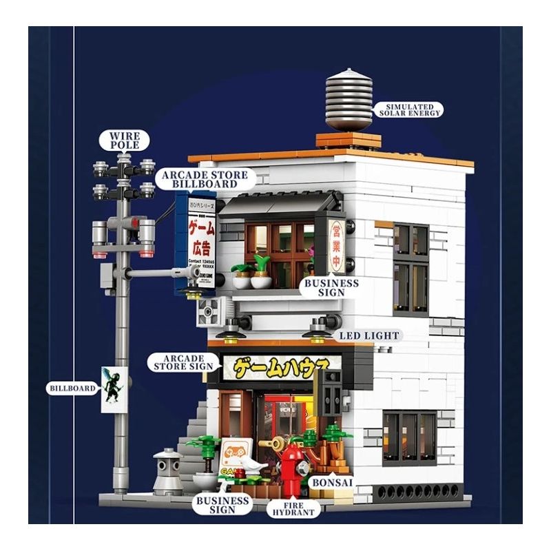 REOBRIX 66503 CỬA HÀNG ARCADE NHẬT BẢN bộ đồ chơi xếp lắp ráp ghép mô hình Creator GAME STORE Sáng Tạo 984 khối