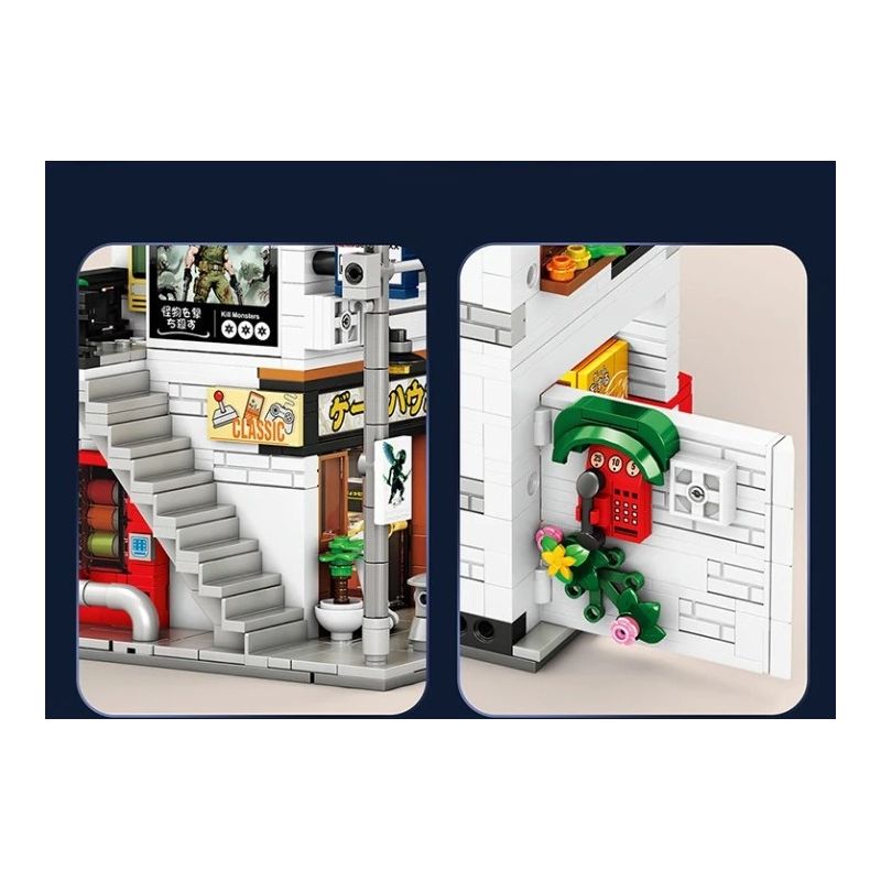 REOBRIX 66503 CỬA HÀNG ARCADE NHẬT BẢN bộ đồ chơi xếp lắp ráp ghép mô hình Creator GAME STORE Sáng Tạo 984 khối