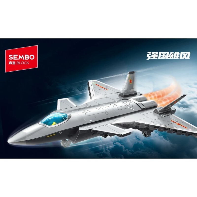 SEMBO 202271 ĐẤT NƯỚC MẠNH MẼ LÀ MÁY BAY CHIẾN ĐẤU TÀNG HÌNH J-20 1:78 tỷ lệ 1:78 bộ đồ chơi xếp lắp ráp ghép mô hình Military Army Quân Sự Bộ Đội 331 khối