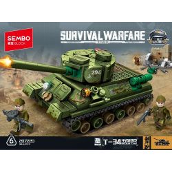 SEMBO 207220 CHIẾN TRANH SINH TỒN XE TĂNG ĐẤU CHÍNH CỦA LIÊN XÔ-T-34 bộ đồ chơi xếp lắp ráp ghép mô hình Military Army Quân Sự Bộ Đội 384 khối