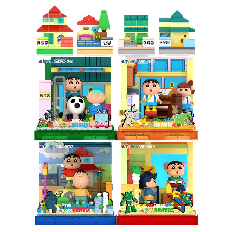 AREA-X AB0150 0150 CRAYON SHIN-HIANG HAPPY BASE BOX ĐỒ CHƠI NĂNG ĐỘNG bộ đồ chơi xếp lắp ráp ghép mô hình Movie & Game Phim Và Trò Chơi