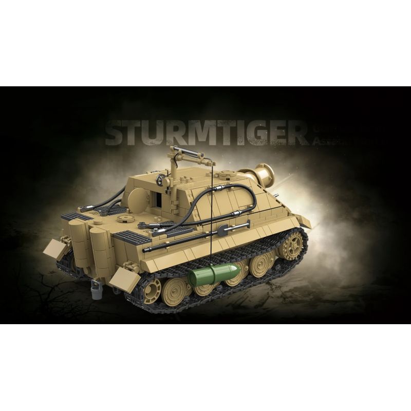 QuanGuan 100314 Quan Guan 100314 PHÁO TỰ TẤN CÔNG TIGER ASSAULT bộ đồ chơi xếp lắp ráp ghép mô hình Military Army STURMTIGER GERMAN 38CM ASSAULT MORTAR Quân Sự Bộ Đội 1394 khối