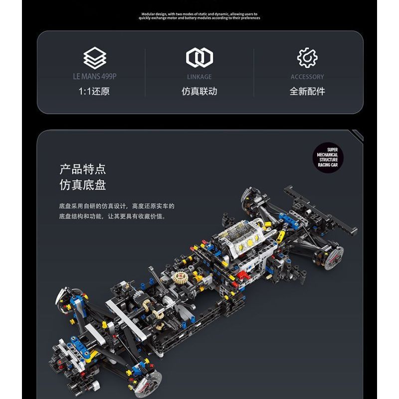 EIKEE Y18080 18080 FERRARI LE MANS SUPERCAR 499P 1 8 tỷ lệ 1:8 bộ đồ chơi xếp lắp ráp ghép mô hình Technic LEMANS 499P Kỹ Thuật Công Nghệ Cao Mô Hình Phương Tiện 3350 khối