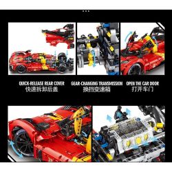 EIKEE Y18080 18080 FERRARI LE MANS SUPERCAR 499P 1 8 tỷ lệ 1:8 bộ đồ chơi xếp lắp ráp ghép mô hình Technic LEMANS 499P Kỹ Thuật Công Nghệ Cao Mô Hình Phương Tiện 3350 khối