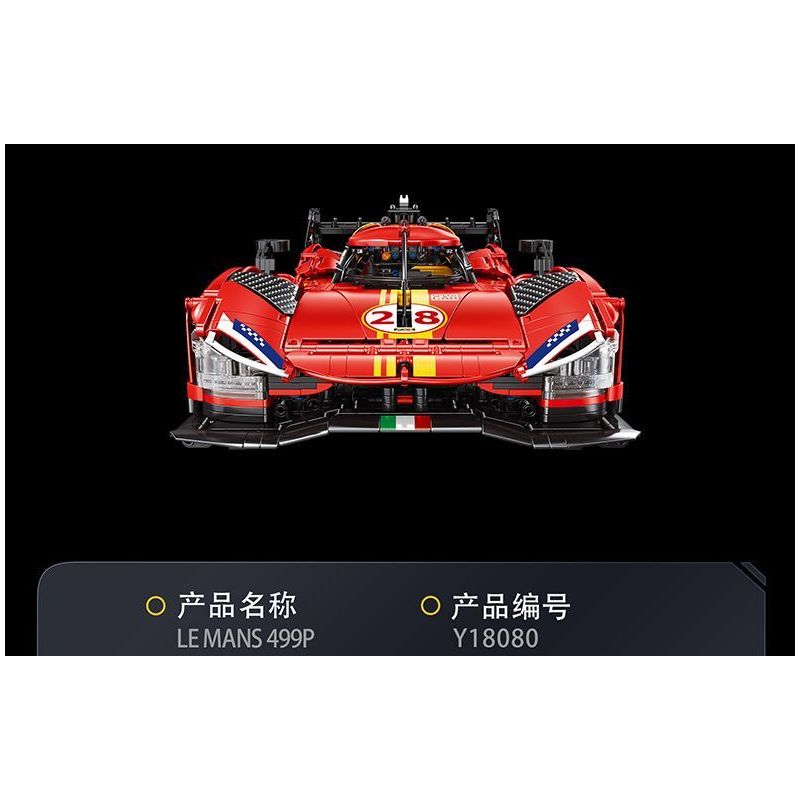 EIKEE Y18080 18080 FERRARI LE MANS SUPERCAR 499P 1 8 tỷ lệ 1:8 bộ đồ chơi xếp lắp ráp ghép mô hình Technic LEMANS 499P Kỹ Thuật Công Nghệ Cao Mô Hình Phương Tiện 3350 khối